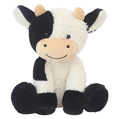 Ueiwffzo Kuh Plüschtier, Plüschkuh Stofftier Flauschiges Kühe Tier Gefüllte Kuscheltier Kawaii Kühe Kissen Plüschpuppe für Kinder Geburtstaggeschenk (Schwarz 22cm) von Ueiwffzo