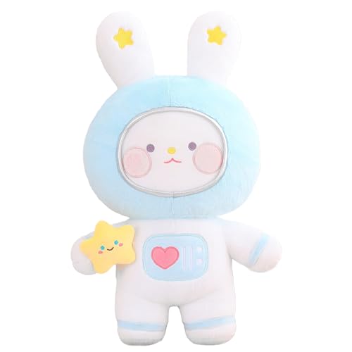 Ueiwffzo Kuscheltier Astronaut Kawaii Kuscheltier, Niedliches Hase Astronaut Plüschtier, Flauschiges Hase Kuscheltier Klein Astronaut Stofftier für Jungen Mädchen Kinder (Blau,30cm) von Ueiwffzo