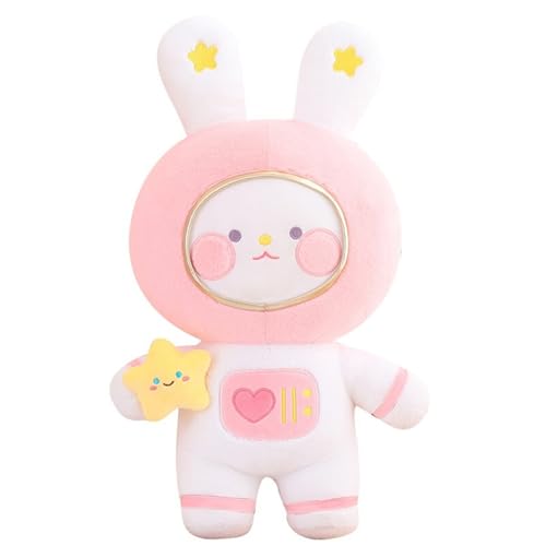 Ueiwffzo Kuscheltier Astronaut Kawaii Kuscheltier, Niedliches Hase Astronaut Plüschtier, Flauschiges Hase Kuscheltier Klein Astronaut Stofftier für Jungen Mädchen Kinder (Rosa,30cm) von Ueiwffzo