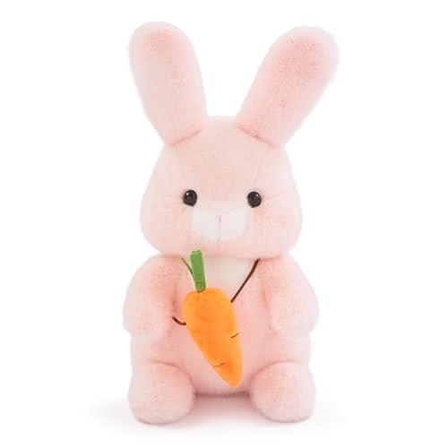 Ueiwffzo Kuscheltier Hase, Kaninchen Kuscheltier für Babys, Plüsch Spielzeug Wurfkissen Stofftier Hasen Plüschpuppen Ostern Hase für Kinder Geschenke (Rosa,25cm) von Ueiwffzo