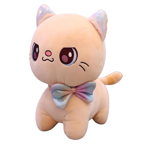 Ueiwffzo Kuscheltier Katze, Süße Kuscheltiere, Weiches Angenehmes Katze Plüschtier, Niedliches Katze Stoftier Kawaii Kuscheltier für Kinderzimmer Babyzimmer Deko (Hellbraun,40 cm) von Ueiwffzo