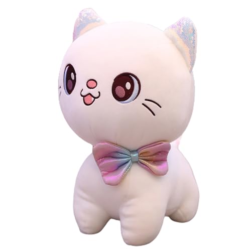 Ueiwffzo Kuscheltier Katze, Süße Kuscheltiere, Weiches Angenehmes Katze Plüschtier, Niedliches Katze Stoftier Kawaii Kuscheltier für Kinderzimmer Babyzimmer Deko (Weiß,40 cm) von Ueiwffzo