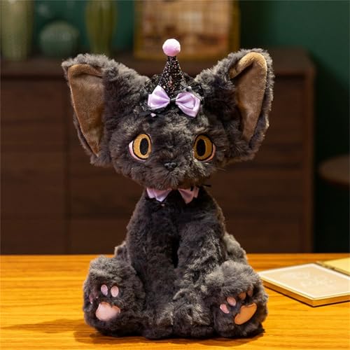 Ueiwffzo Kuscheltier Katze Schwarze weiches Stofftier Katze, 30 cm Plüschtier Realistischen Katze, Plüsch Katze Stofftierpuppe Süßes Katze Spielzeug Geschenk (B) von Ueiwffzo