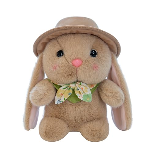 Ueiwffzo Ostern Hase Kuscheltier, Kawaii Kuscheltier, Adorables Plüschtier Kaninchen, Ideales Stofftier Baby Kuscheltier Kinder Geschenk für Ostern Geburtstag Festtag (Braun,18 cm) von Ueiwffzo