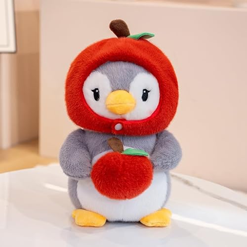 Ueiwffzo Pinguin Kuscheltier, Kreativ Plüschtier Obst Pinguin Puppe Plüschtier Stofftier Pinguin Kuschelkissen Plüsch Spielzeug Geschenke für Jungen Mädchen (Rot) von Ueiwffzo