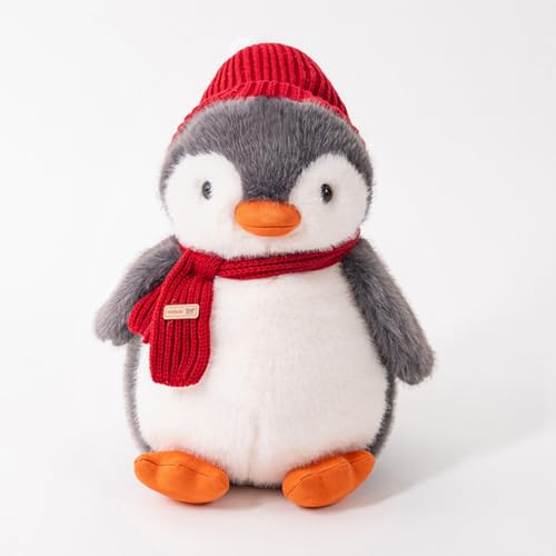 Ueiwffzo Pinguin Kuscheltier, Mit Schal Pinguinpuppe Plüschtier kleine Plushies Stofftier Plüschtier Pinguin Kuschelkissen Plüsch Baby Spielzeug Geschenke für Jungen Mädchen (25cm) von Ueiwffzo