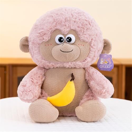 Ueiwffzo Plüsch AFFE mit Banane – Süßes und weiches Stofftier für Kinder – Tolles Geschenkidee (25cm,Rosa) von Ueiwffzo