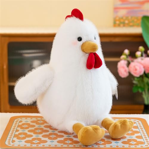 Ueiwffzo Plüsch Huhn, Plüschtier Stofftier Henne Gefüllte Huhn Küken Plüschtier Realistisch Henne Hühnchen Kuscheltier Ostern Huhn Deko (30cm,Weiß) von Ueiwffzo