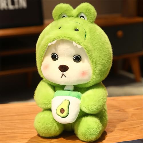 Ueiwffzo Plüsch Teddybär mit Teetasse Kuscheltier Weiches Teddybär Kissen-Stofftier Süße Plüschtier für Kinder Mädchen Puppe Geschenk (Dinosaurier,24cm) von Ueiwffzo