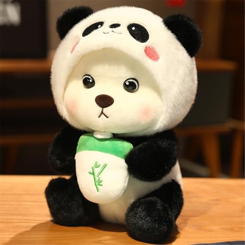 Ueiwffzo Plüsch Teddybär mit Teetasse Kuscheltier Weiches Teddybär Kissen-Stofftier Süße Plüschtier für Kinder Mädchen Puppe Geschenk (Panda,24cm) von Ueiwffzo