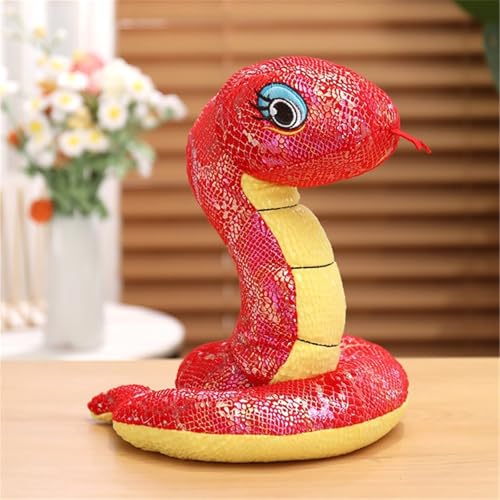 Ueiwffzo Schlange Kuscheltier, 20cm Schlange Plüschpuppe, Schlange Stofftier Schmusetier Geschenk (Rot) von Ueiwffzo