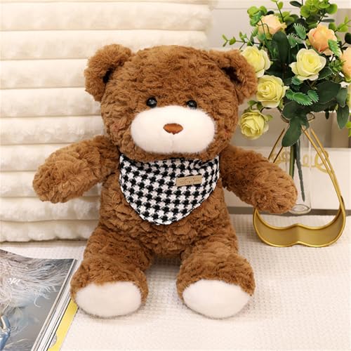 Ueiwffzo Teddybär, Bär Plüschtier Kawaii Kuscheltier Plüsch Puppe mit einem Halstuch Kuschelbär, Stofftier Spielzeug für Kinder Mädchen Geburtstagsgeschenk (Braun,30cm) von Ueiwffzo