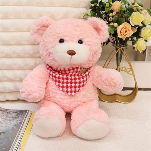 Ueiwffzo Teddybär, Bär Plüschtier Kawaii Kuscheltier Plüsch Puppe mit einem Halstuch Kuschelbär, Stofftier Spielzeug für Kinder Mädchen Geburtstagsgeschenk (Rosa,30cm) von Ueiwffzo