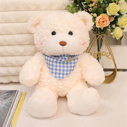 Ueiwffzo Teddybär, Bär Plüschtier Kawaii Kuscheltier Plüsch Puppe mit einem Halstuch Kuschelbär, Stofftier Spielzeug für Kinder Mädchen Geburtstagsgeschenk (Weiß,30cm) von Ueiwffzo