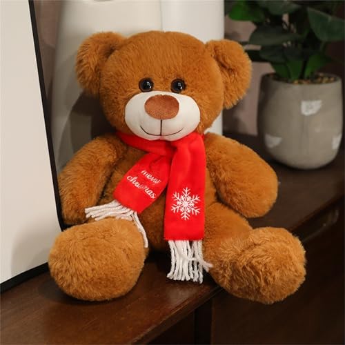 Ueiwffzo Teddybär, Kuschelbär Plüschtier Kuscheltier Plüschpuppe Bär Stofftier Spielzeug für Kinder Mädchen (Braun,Schneeflocken-Schal) von Ueiwffzo