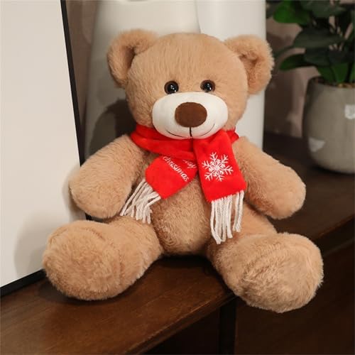 Ueiwffzo Teddybär, Kuschelbär Plüschtier Kuscheltier Plüschpuppe Bär Stofftier Spielzeug für Kinder Mädchen (Hellbraun,Schneeflocken-Schal) von Ueiwffzo