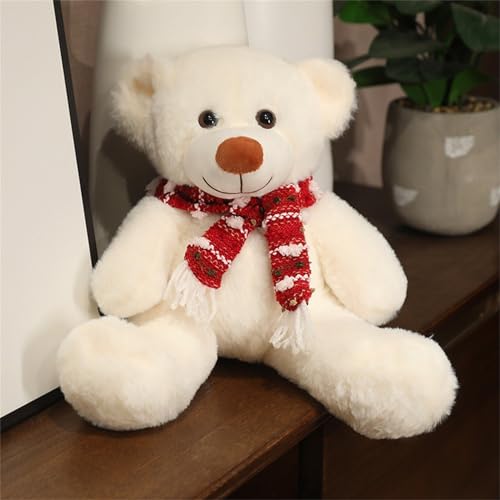 Ueiwffzo Teddybär, Kuschelbär Plüschtier Kuscheltier Plüschpuppe Bär Stofftier Spielzeug für Kinder Mädchen (Weiß,Rot Halstuch) von Ueiwffzo