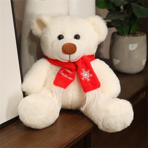 Ueiwffzo Teddybär, Kuschelbär Plüschtier Kuscheltier Plüschpuppe Bär Stofftier Spielzeug für Kinder Mädchen (Weiß,Schneeflocken-Schal) von Ueiwffzo