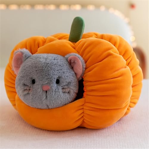 Ueiwffzo Tiere Plüschtier Kuscheltier Baby, Weiche Kürbis Hunde Katze Stofftiere, Niedliche Plüschtiere Dekokissen für Babyzimmer Kinderzimmer Halloween (Katze,25 cm) von Ueiwffzo