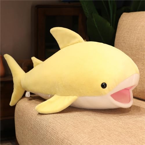 Ueiwffzo Wal Kuscheltier Plüschtier, Fisch Kuscheltier, Groß Wale Stofftier Hai Plushie Tier Kissen Dekokissen Geschenke Für Kinder (Gelb,70cm) von Ueiwffzo