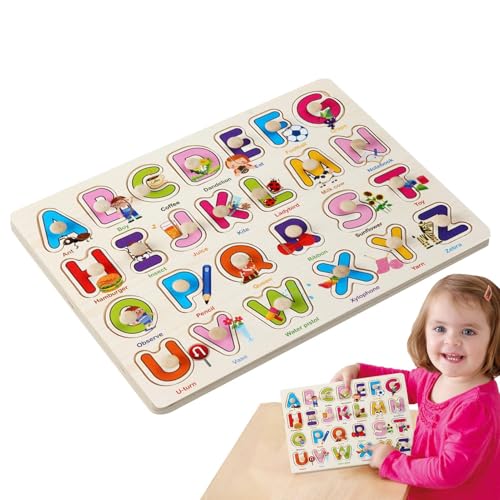 Uhngw Alphabet-Lernspielzeug, Buchstaben-Lernpuzzle - Fesselnde Alphabet-Puzzles, Teller-Buchstabensortierung,Lustiges Alphabet-Match-Spiel, Glatte Kanten, Buchstabenerkennungs-Puzzlespielzeug für, von Uhngw