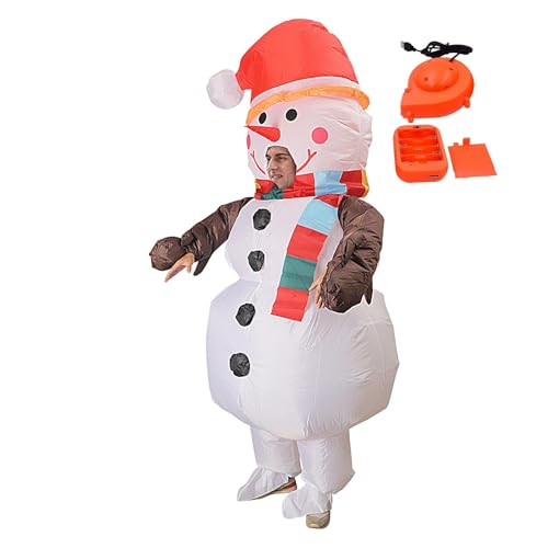 Uhngw Aufblasbares Schneemann-Kostüm, Unisex, Einteiler, Ganzkörper-Kostüm, lustiger Anzug für Weihnachten, Halloween, Urlaub von Uhngw