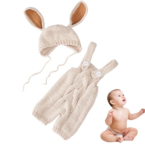 Uhngw Baby-Strickkostüm für Fotografie, Häschen-Baby-Fotografie-Outfit,Hasen-Fotoshooting-Requisiten-Kostüm mit Hut | Fotoshooting-Requisiten, bequemes Baby-Cosplay-Foto-Requisiten-Outfit für den von Uhngw