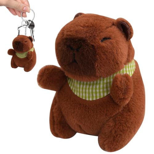 Uhngw Capybara Stofftier | Capybara mit Bandana Gefüllter Plüsch - 12 cm Tier Plüsch Schlüsselzubehör Schlüsselanhänger für und Mädchen von Uhngw