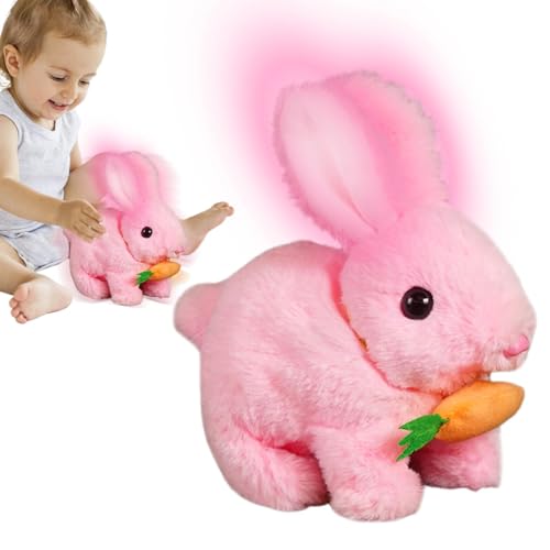 Uhngw Electric Bunny Toy, Bunny Toy - Realistisches Plüsch -Hasenspielzeug,Leuchten Sie interaktive elektronische Kaninchen -Wanderpuppe mit Geräuschen für Enkelkinder Klassenzimmer von Uhngw