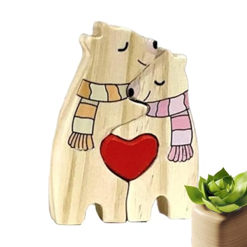 Uhngw Familienpuzzle aus Holz | Kreatives Tierfamilienpuzzle – Kreatives Holzkunst-Puzzle, Tischaufsätze, Weihnachts-Skulptur, Heimdekoration für Tischregal, Nachttisch von Uhngw