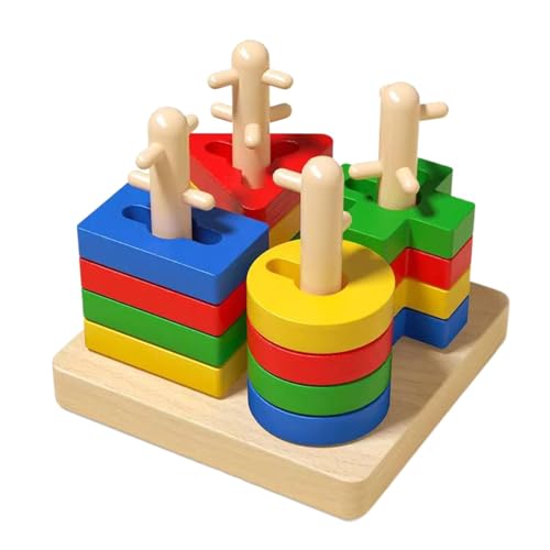 Uhngw Form Sorter Toy, Kinder Form Sorter Toy - Form Farberkennungsblöcke - Farberkennung Spielset für Mädchen im Alter von 3 bis 6 Jahren, lustiges Stapelspiel von Uhngw