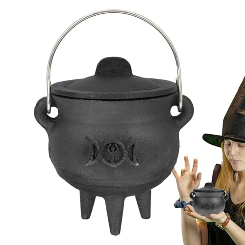Uhngw Halloween Hexentopf, Gusseisenmit Deckel und Griff, Halloween-für Süßes oder Saures-Partyzubehör, Herzstück für den Tisch Uhngw Halloween Hexentopf, Gusseisenmit Deckel und Griff, Halloween-für Süßes oder Saures-Partyzubehör, Herzstück für den Tisch von Uhngw