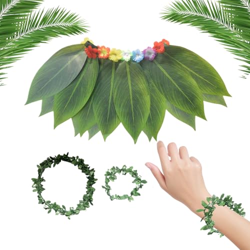 Uhngw Hawaii-Kostüm für Frauen - Hawaii-Outfit - Tropische Accessoires Armband und Haarband mit Blattdesign für verschiedene Anlässe wie Urlaub, Foto-, Abschlussfeiern, Sommerfeste und Uhngw Hawaii-Kostüm für Frauen - Hawaii-Outfit - Tropische Accessoires Armband und Haarband mit Blattdesign für verschiedene Anlässe wie Urlaub, Foto-, Abschlussfeiern, Sommerfeste und von Uhngw