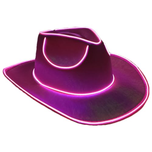 Uhngw Hut, beleuchteter Cowgirl-Hut, Cowgirl-Hut, Disco-Cowboyhut, LED-beleuchteter Hut, batteriebetriebene Party-Cowboyhüte, glitzernder Cowboyhut, Disco-Western-Kostüm-Zubehör von Uhngw