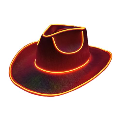 Uhngw Hut, beleuchteter Cowgirl-Hut, Cowgirl-Hut, Disco-Cowboyhut, LED-beleuchteter Hut, batteriebetriebene Party-Cowboyhüte, glitzernder Cowboyhut, Disco-Western-Kostüm-Zubehör von Uhngw