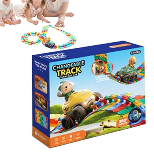 Uhngw Kinder-Rennstrecken-Set, Spielzeugauto-Rennstrecke, Flexibles Kettenfahrzeugspielzeug, Eisenbahn-Rennwagen-Schienensets, Elektroauto-Spielzeug für und Mädchen ab 3 Jahren, austauschbares von Uhngw