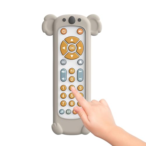 Uhngw Kinder-TV-Fernbedienungsspielzeug, realistische Fernbedienung für Kleinkinder | Frühes Zahlenlernspielzeug mit Beißringhülle aus Silikon in Tierform - 3 Sprachen (Englisch, Spanisch und von Uhngw