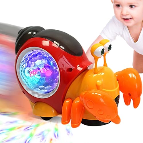 Uhngw Krabbelschnecke-Babyspielzeug, musikalisches Krabbelschneckenspielzeug, leuchtende elektrische Laufschnecke mit automatischer Hindernisvermeidungsfunktion, interaktives sensorisches Spielzeug von Uhngw