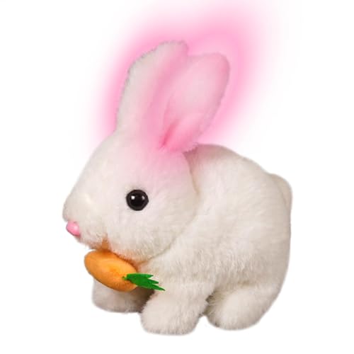 Uhngw Light Up Bunny Toy, Electric Bunny Toy | Realistisches Plüsch -Hasenspielzeug,Leuchten Sie interaktive elektronische Kaninchen -Wanderpuppe mit Geräuschen für Enkelkinder Klassenzimmer von Uhngw