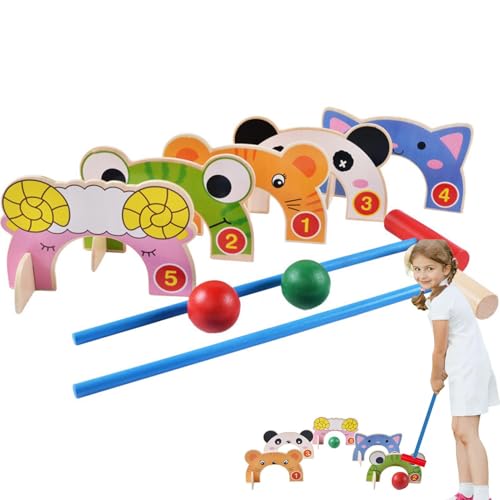 Uhngw Lustige Rasenspiele für und Mädchen, Tier-Krocket-Spielset | Robustes interaktives Spielzeug | Outdoor-Spiele mit Tiermotiven, leichtes Design für Kinder, und Mädchen von Uhngw