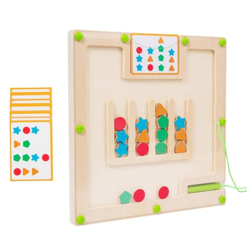 Uhngw Magnetisches Farb- und Zahlenlabyrinthbrett, magnetisches Puzzlebrett,15 doppelseitige Karten mit magnetischem Farb- und Zähllabyrinth - Passende pädagogische Holzpuzzletafel mit Farb- und von Uhngw