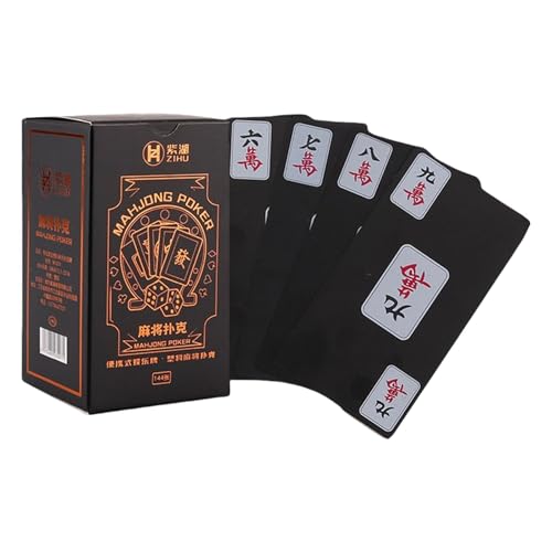 Uhngw Mahjong-Spielkarten, Mahjong-Spieldeck,Tragbares PVC-Spieldeck im Mahjong-Thema - No Noise Design Traditionelle Mahjong-Karten für Erwachsene, die Spaß bei Partys und Unterrichtsaktivitäten von Uhngw