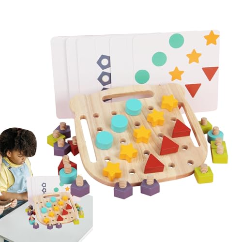 Uhngw PEG -Schraubenbrettspielzeug, Holzschraubenfahrzeugspielzeug | Holzschraubmuttern Peg Puzzle Game - Bauschalllernsatz, Bildungsaktivität, Farbanpassungssortierbrett für Kinder von Uhngw