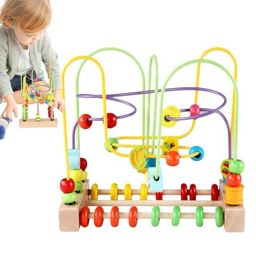 Uhngw Perlenlabyrinth-Spielzeug für Kleinkinder, Perlenlabyrinth-Tisch - Bunte Perlenspielzeug-Achterbahn | Multifunktionales Labyrinth-Spielzeug, frühe Lernaktivitäten für, Mädchen, Kinder von Uhngw