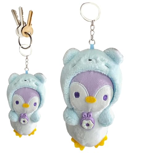 Uhngw Pinguin Stofftier,Stofftier Pinguin,Pinguin mit Kopfbedeckung Puppe - 11,5 cm weiches, gefülltes Plüschtier Pinguin, süßer Schlüsselanhänger für Taschen, Rucksäcke, Autoschlüssel von Uhngw