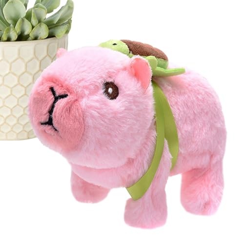 Uhngw Plüsch-Capybara-Kuscheltier,Capybara-Kuscheltiere - Elektrisches Tier-Capybara-Stofftier mit Schildkröten-Rucksack | Capybara Plushies Lustiges elektrisches Spielzeug für, Mädchen und Kinder ab von Uhngw