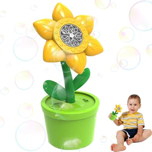 Uhngw Sonnenblumen-Blasengebläse, Sonnenblumen-Blasenmaschine mit Licht | Blumentopf-Sprudelmaschine mit Musik und Lichtern - Batteriebetriebenes Outdoor-Spielzeug für Kinder ab 3 Jahren, inklusive 2 von Uhngw