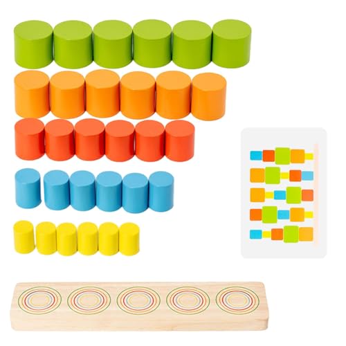 Uhngw Stapelblöcke, Stapelspielzeug aus Holz - Massivholz-Montessori-Bausteine,Brettspiele für Kleinkinder, Farbsortierspielzeug, interaktives Feinmotorikspielzeug für Vorschulkinder von Uhngw