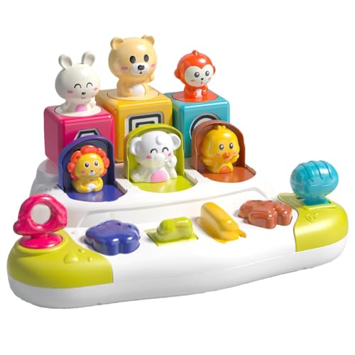 Uhngw Tier-Pop-Spielzeugkiste, Knopfspielzeug für Kinder - Farbsortierende Tier-Popout-Box | Ursache-Wirkungs-Tierspielzeug für Jungen und Mädchen von Uhngw