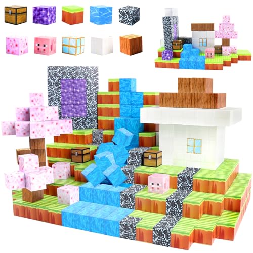 110 Stück Magnetische Bausteine -Build Mine Magnet World Cherry Blossom Set,Magnetic Building Blocks,Magnetisches Spielzeug für Jungen und Mädchenim,Montessori Spielzeug ab 3Jahre Geschenk für Kinder von Uiczdry